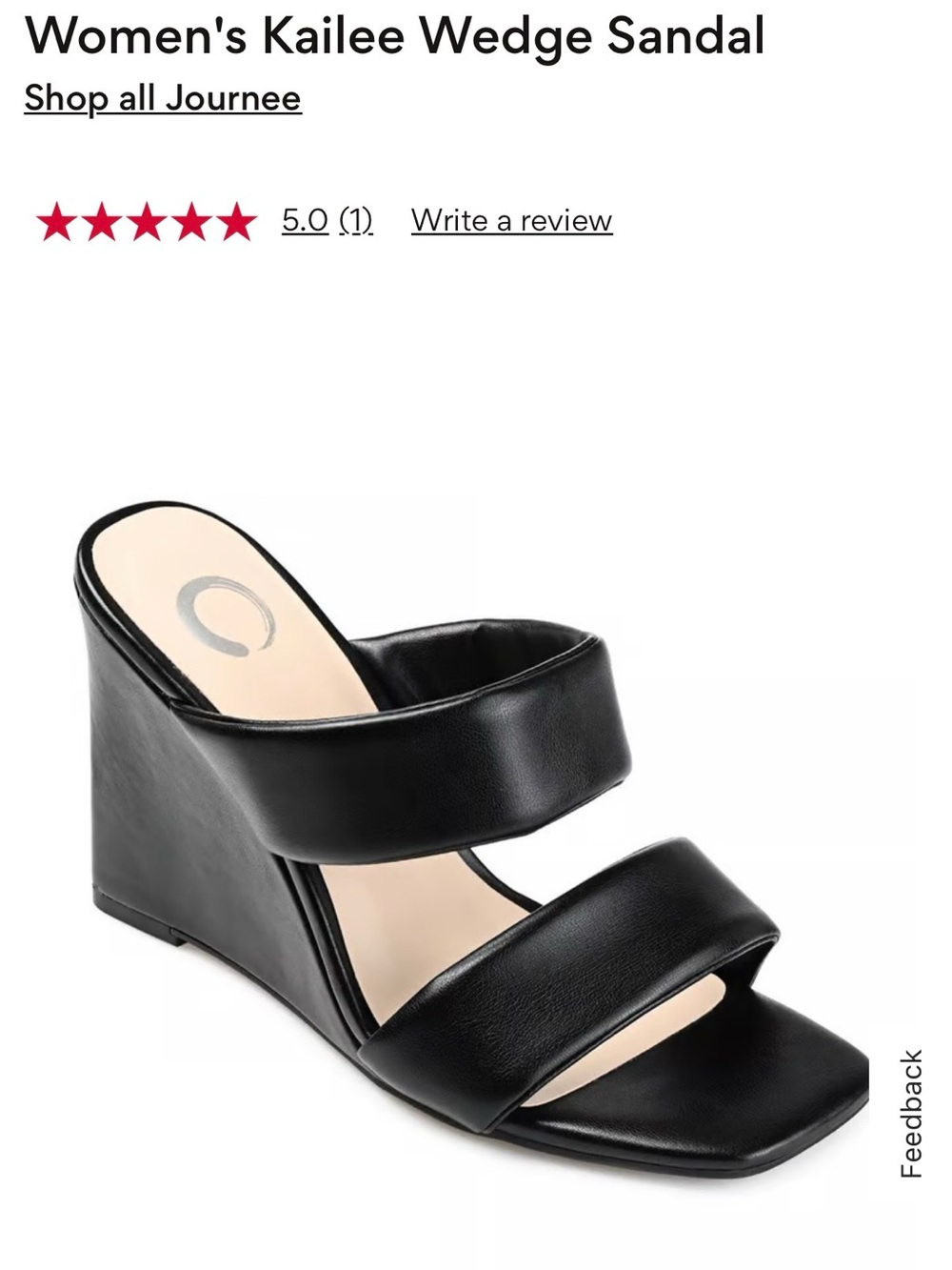 Journee Collection Kailee Double-Strap Wedge Sandal - Black